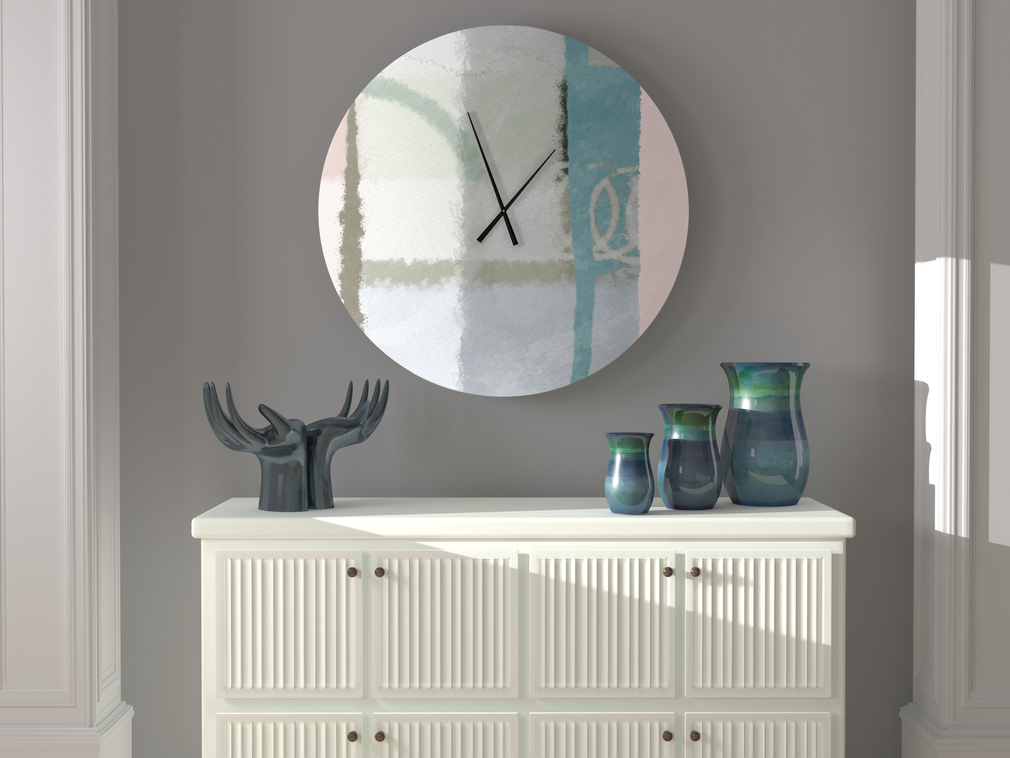 Ebern Designs Crucial Family Abstract Metal Wall Clock Wayfair