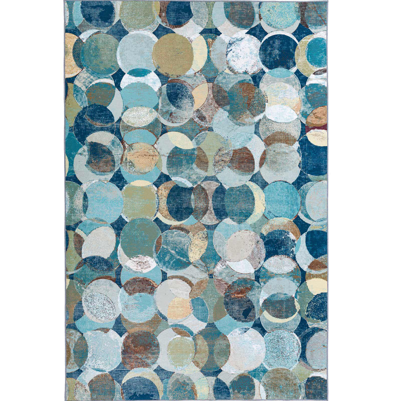 Ebern Designs Jaelynn Contemporaty Circles Geometric Brown Blue Jaelynn Contemporaty Circles Geometric