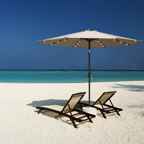 Symple Stuff 9ft Patio Umbrella Ourdoor Solar Umbrella Led Umbrellas With 32led Lights Tilt And Crank Table Umbrellas For Garden Deck Backyard And Pool 12 Colours Khaki Reviews Wayfair Ca