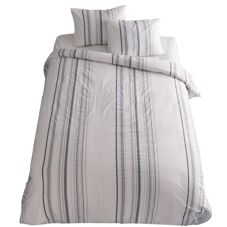 Gracie Oaks Deane White Blue Gray 100 Cotton 180 Tc Duvet Cover Set Reviews Wayfair