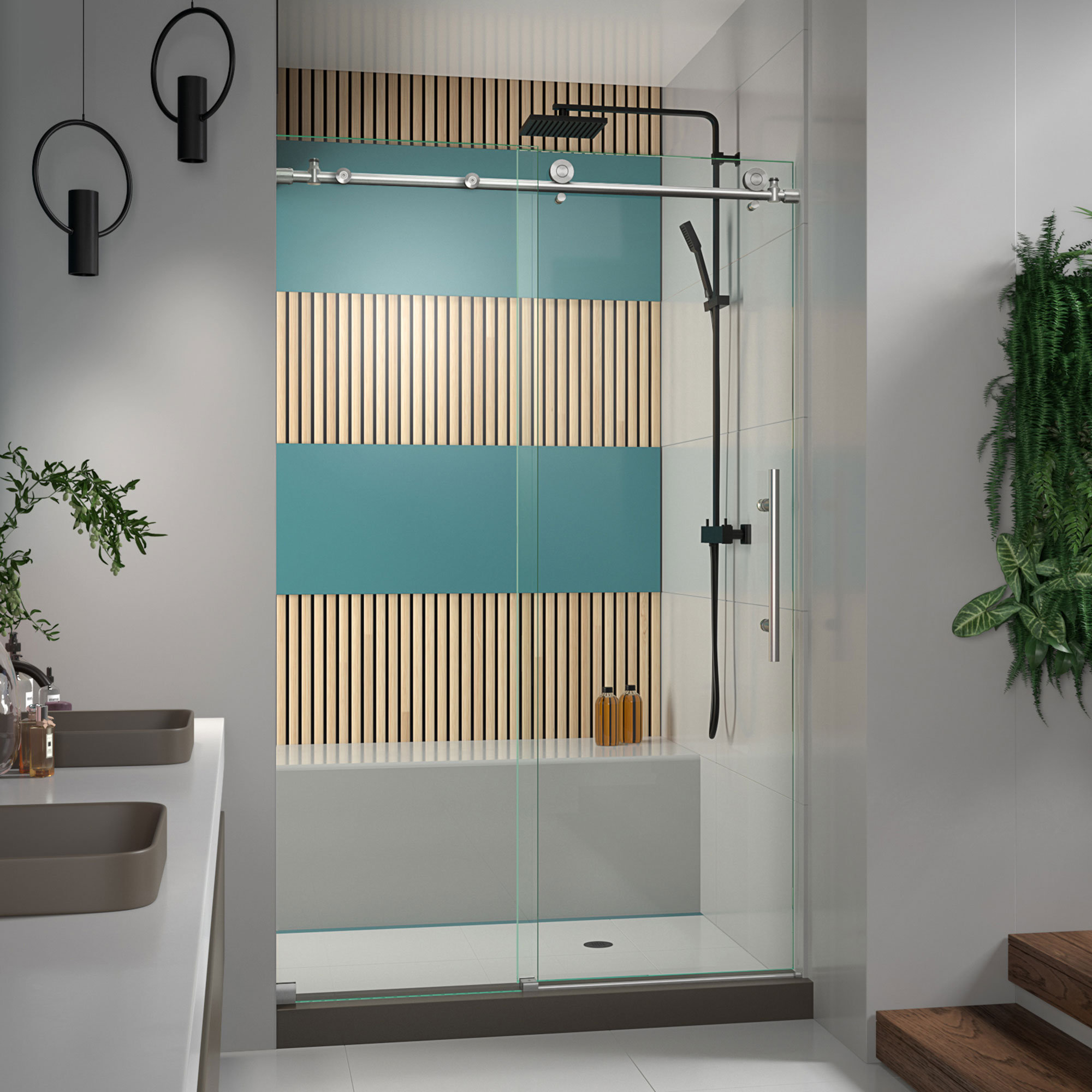 Enigma X 48 X 76 Single Sliding Frameless Shower Door With