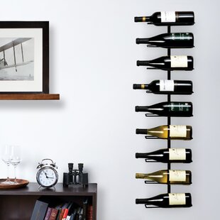 NEX Wall Mounted Wood Wine Rack Rustic Wine Bottle and Long Stem Glass Holder 