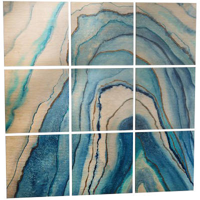 Agate Inspired Watercolor Abstract 2 Painting Print Multi Piece