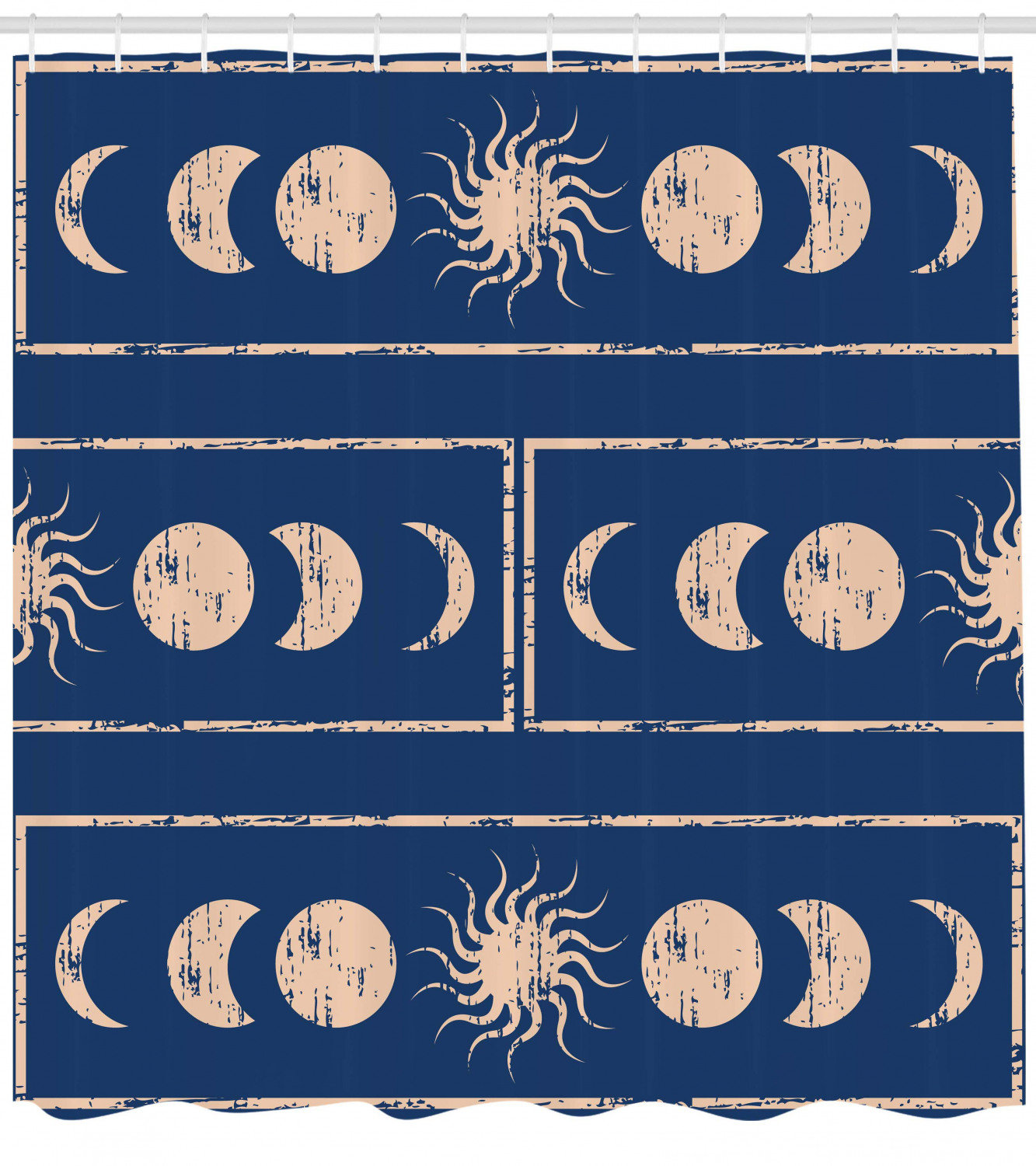 Ambesonne Grungy Ethnic Design Of Planetary With Sun Moon Phases