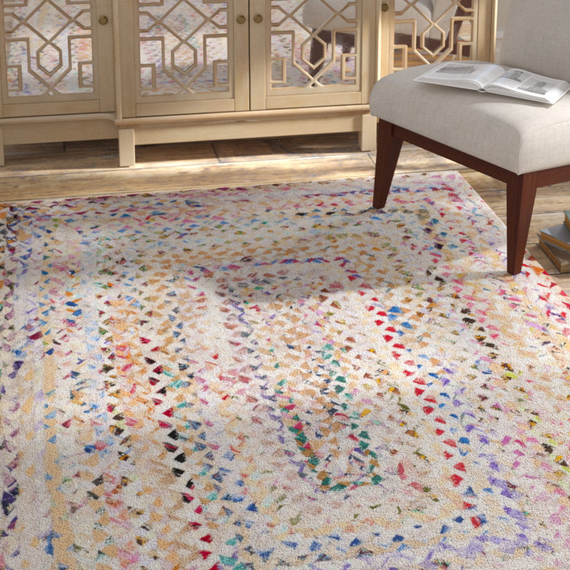 Bungalow Rose Hurst Hand Braided Cotton Multicolor Area Rug Bungalow Rose Hurst Hand Braided Cotton