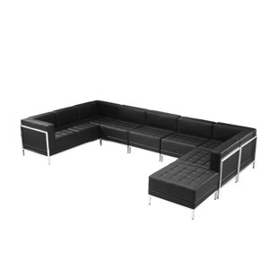 Peyton Leather Modular Sectional With Ottoman by Orren Ellis Cool