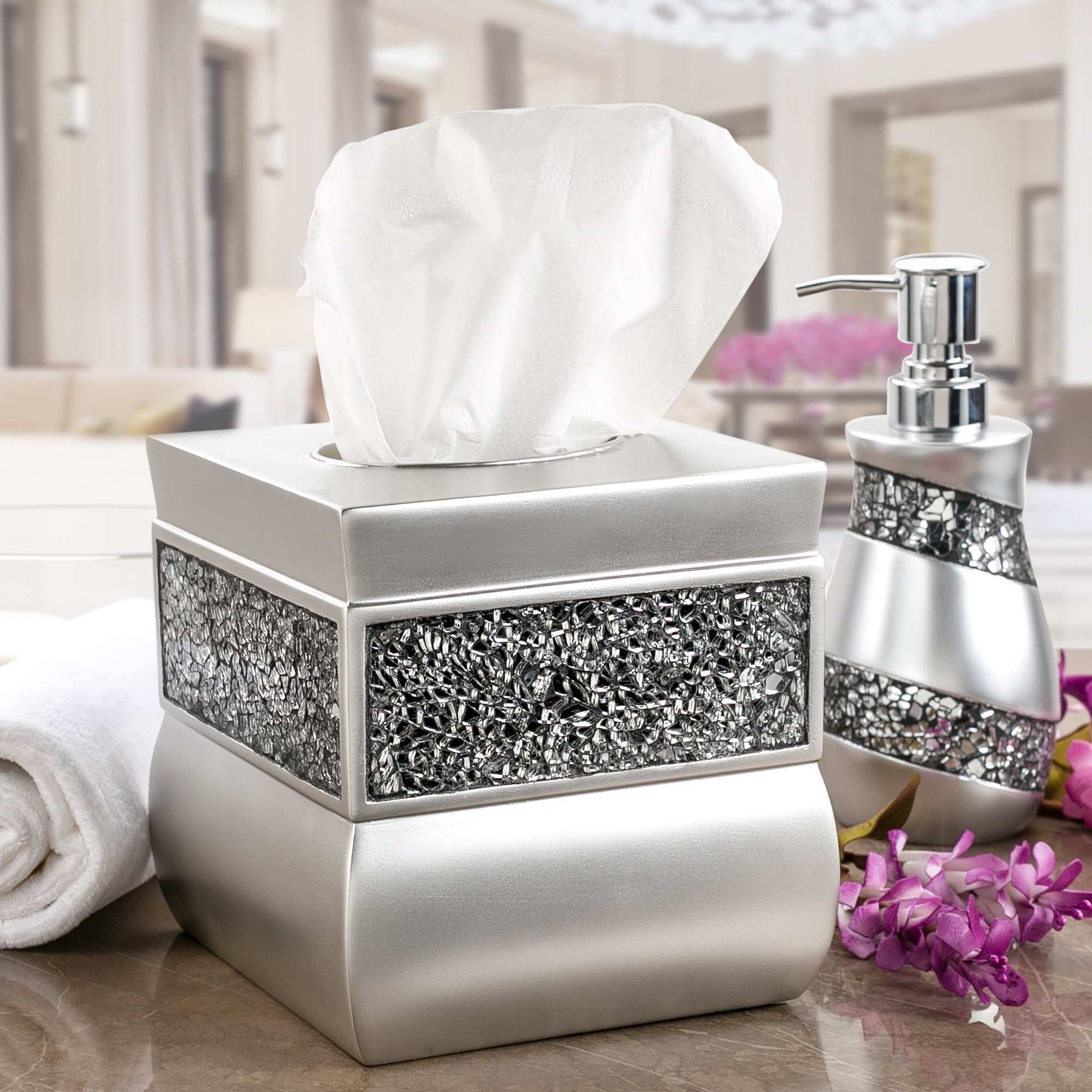 brushed nickel kleenex holder