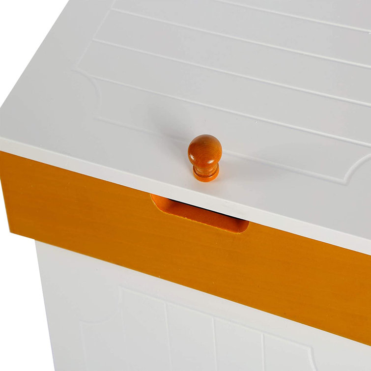 Cottage Trash Can ,13 Gallon Wood Trash Bin ,Country Style Garbage Can  ,Recycle Bin For Home Kitchen In White