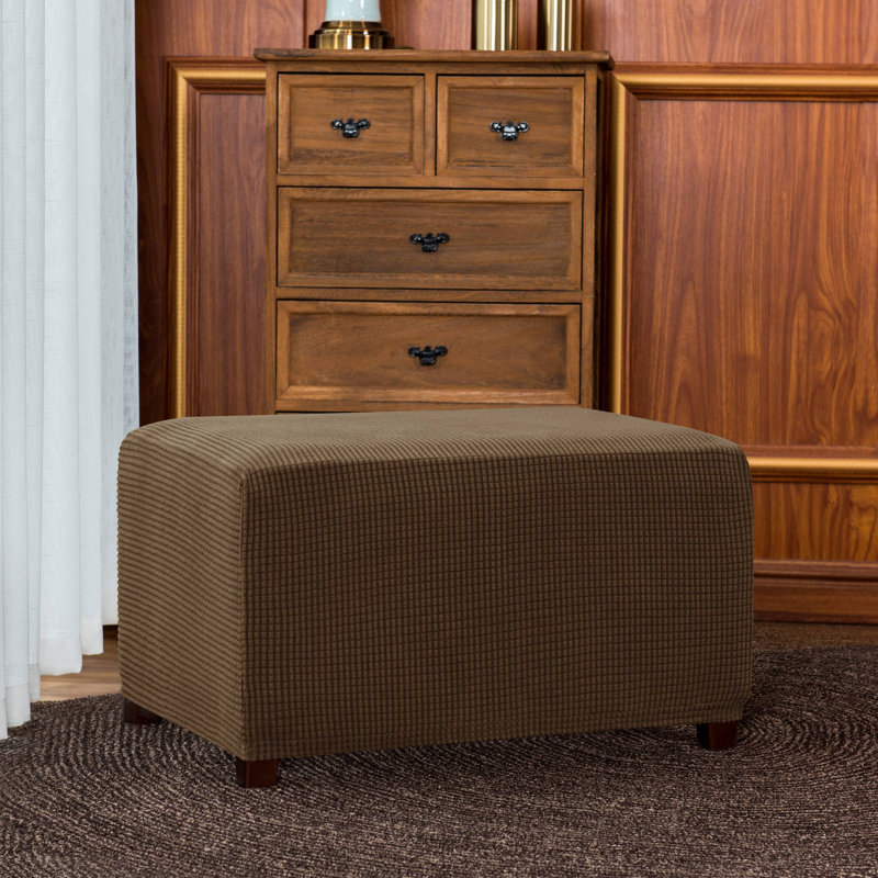 Jacquard Spandex Stretch Box Cushion Ottoman Slipcover