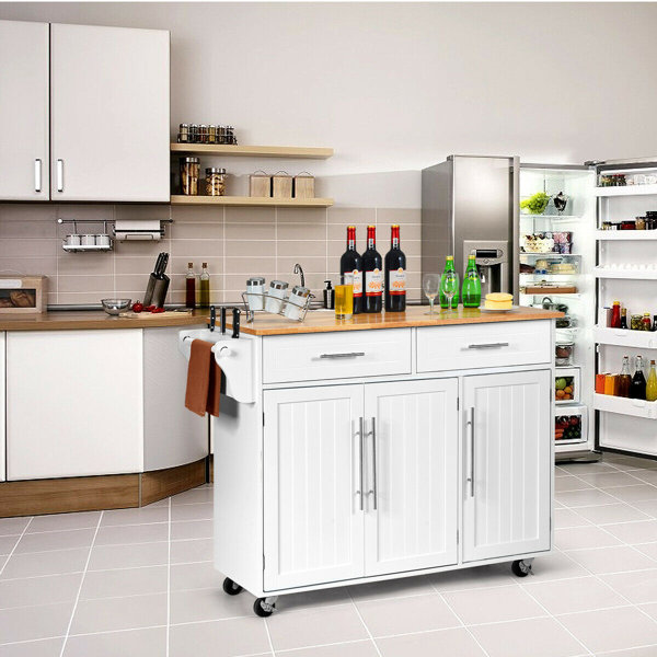 Latitude Run Stoehrs Trolley Top Rolling Storage Kitchen Island
