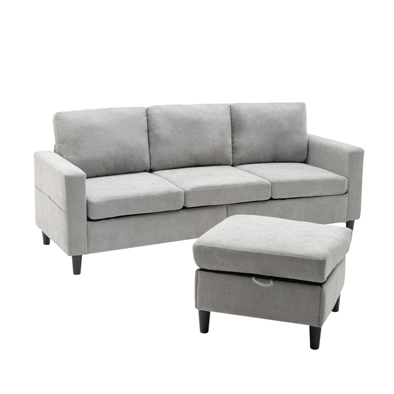 L-Shape Sofa with Movable Ottoman & Handy Side Pocket for Small Space L-Shape Sofa with Movable Ottoman & Handy Side Pocket for Small Space