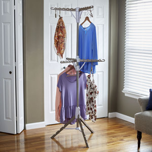 2 Tier Tripod Clothes Free-Standing Drying Rack with Clothespin