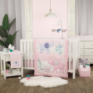 Pink Grey Elephant Crib Set Wayfair