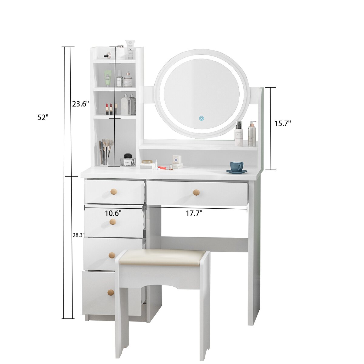 Wade Logan® Makeup Vanity Table Set With Lighted Mirror  Wayfair.ca