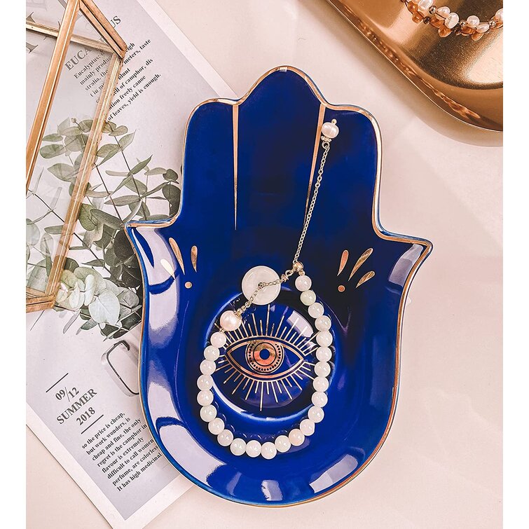 Hamsa Hand Crystal Decorative Trinket Jewelry Dish or Tray