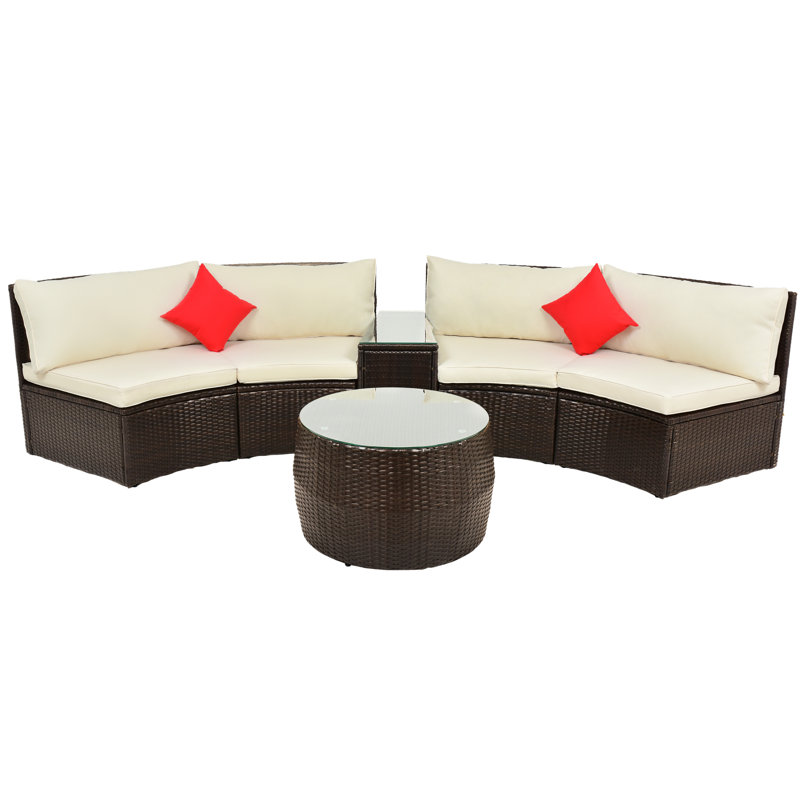 Latitude Run Marjorine Wicker Rattan 4 Person Seating Group With Cushions Wayfair