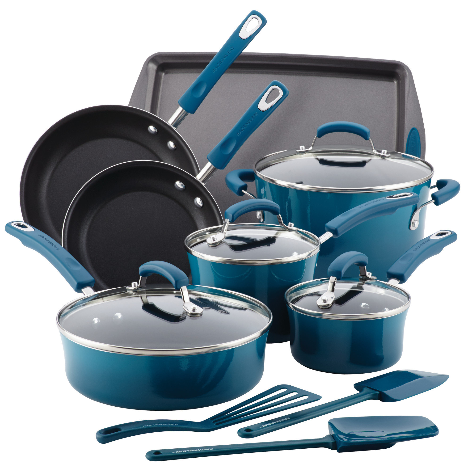 Rachael Ray Hard Enamel 14 Piece Aluminum Cookware Set Reviews Wayfair