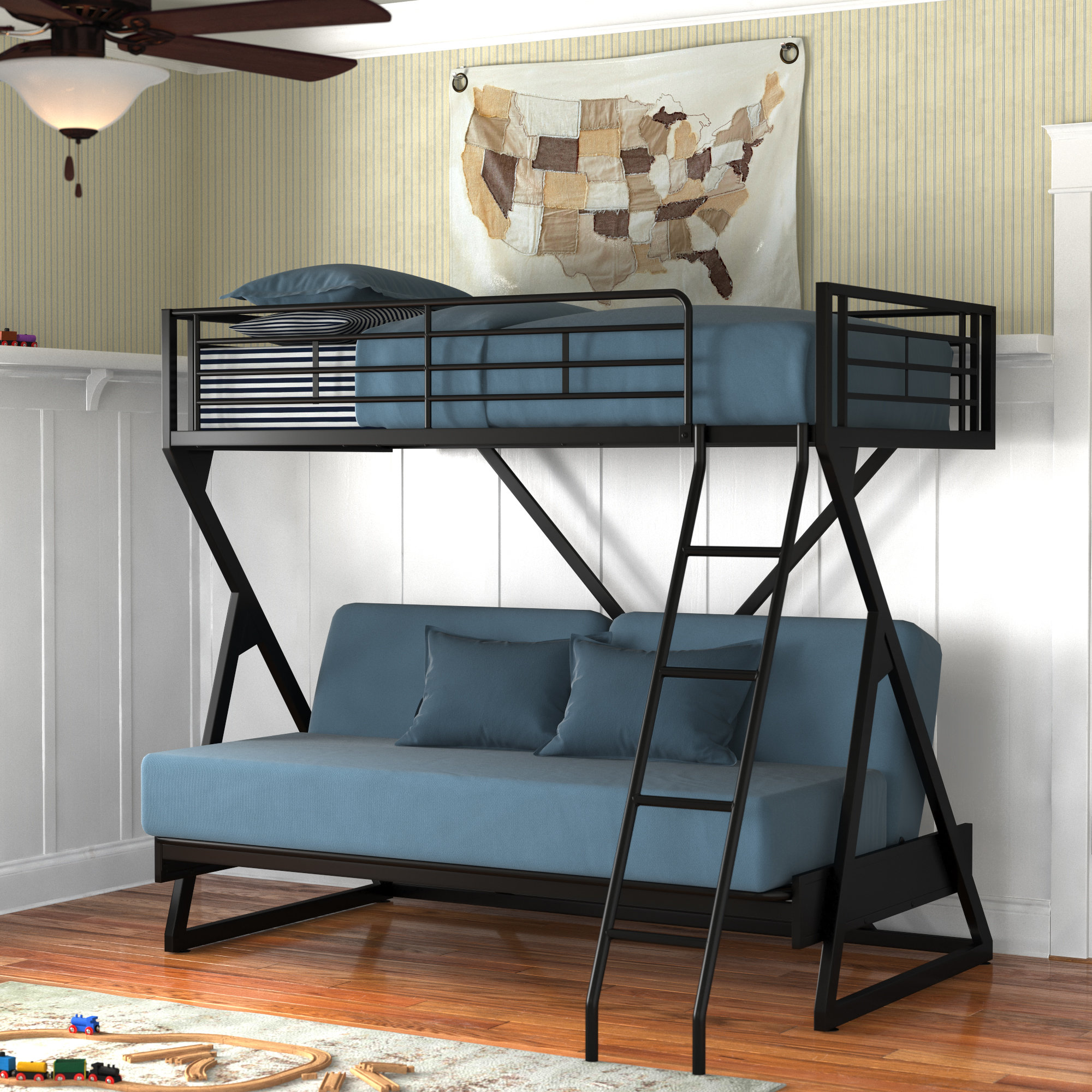 Andover Mills™ Baby & Kids Leonel Twin Over Full Metal Futon Bunk Bed