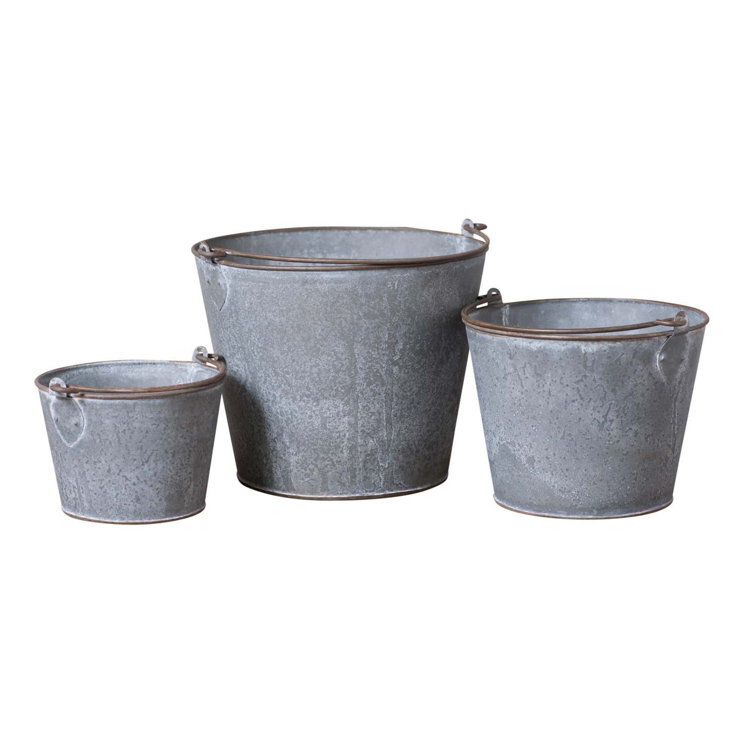 Gracie Oaks 3 Piece Metal Bucket Set Wayfair