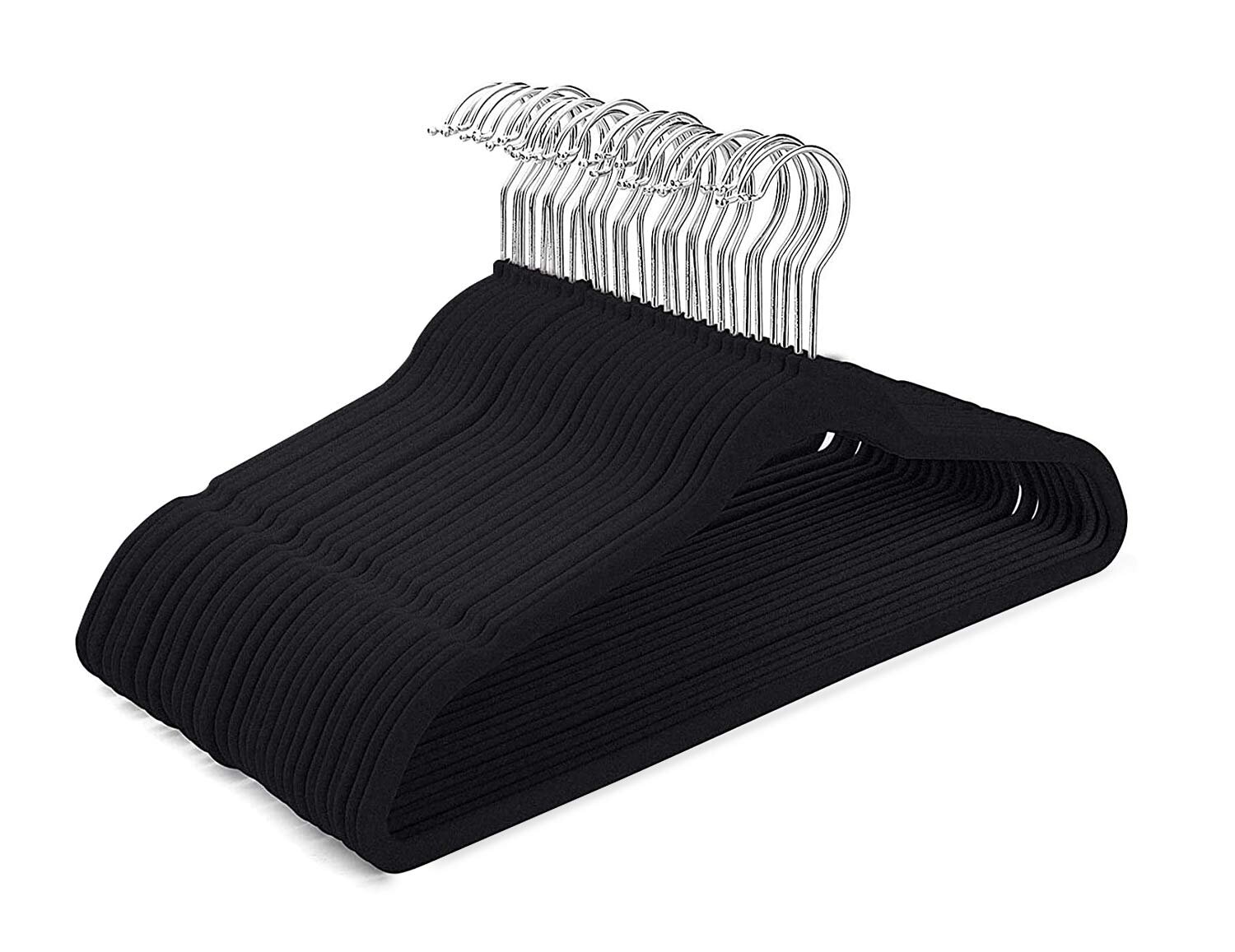 30 Pack Suit Velvet Non Slip Clothes Hangers Ultra Slim Sturdy Design Black 