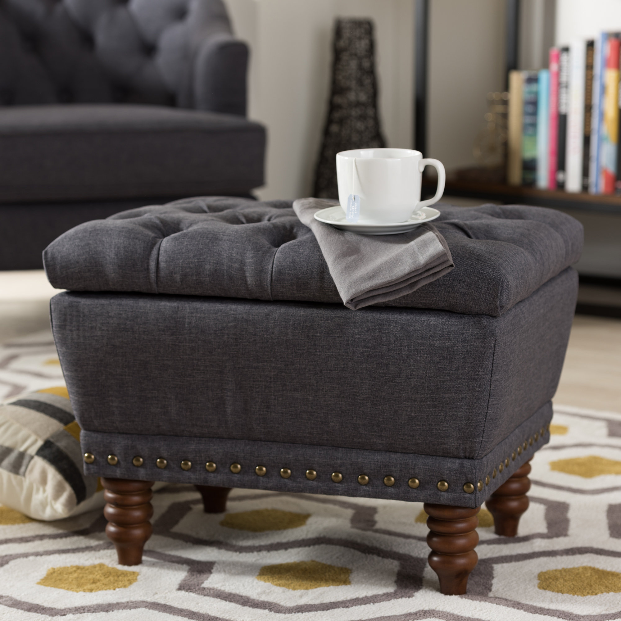 Charlton Home® Ved Upholstered Storage Ottoman & Reviews Wayfair