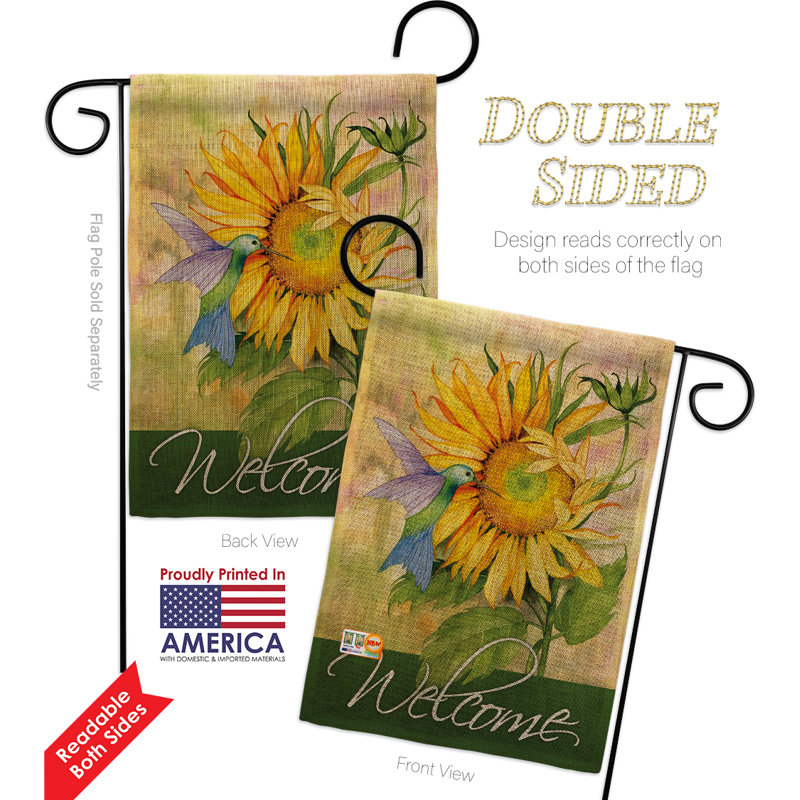 Breeze Decor Sunflower With Hummingbird 2 Sided Burlap 19 X 13 In Garden Flag Wayfair