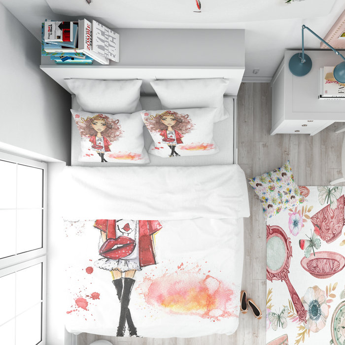 East Urban Home Designart Fashionable Teenage Girl Duvet Cover Set