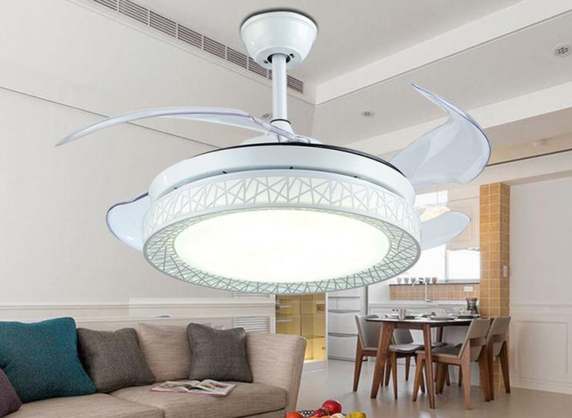 Ebern Designs 42 Lance 4 Blade Led Smart Retractable Blades Ceiling Fan With Remote Control And Light Kit Included Reviews Wayfair