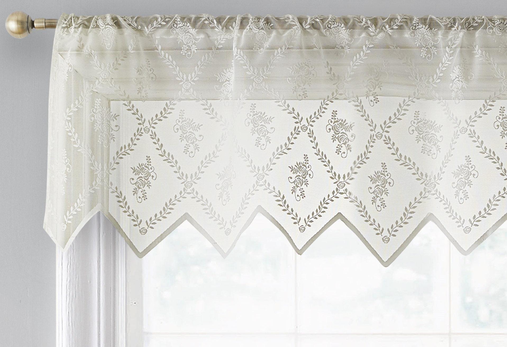 NOS white cotton lace edged curtain listing is for single curtain,C-8