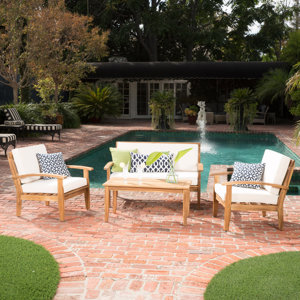 Junou00a0 Wooden 4 Piece Seating Group with Cushion