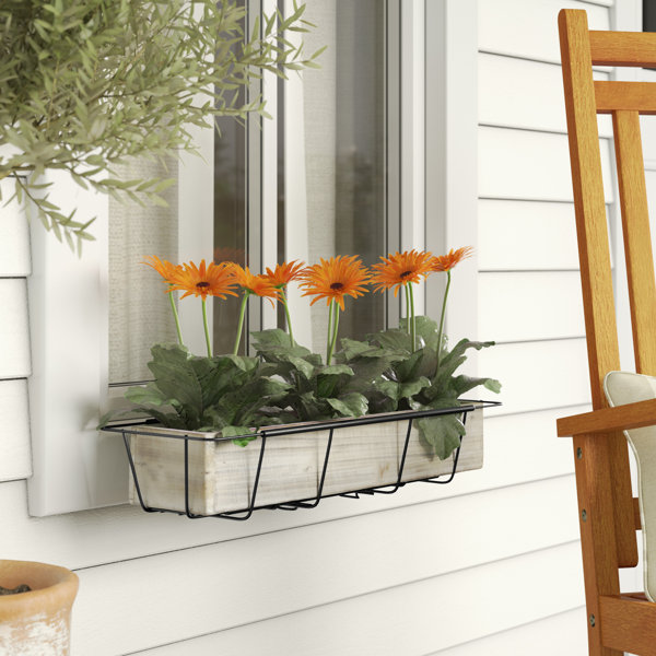 Set of 2 Plastic 43cm Troughs Planters Window Box Balcony Plant Pot Flower Pot 
