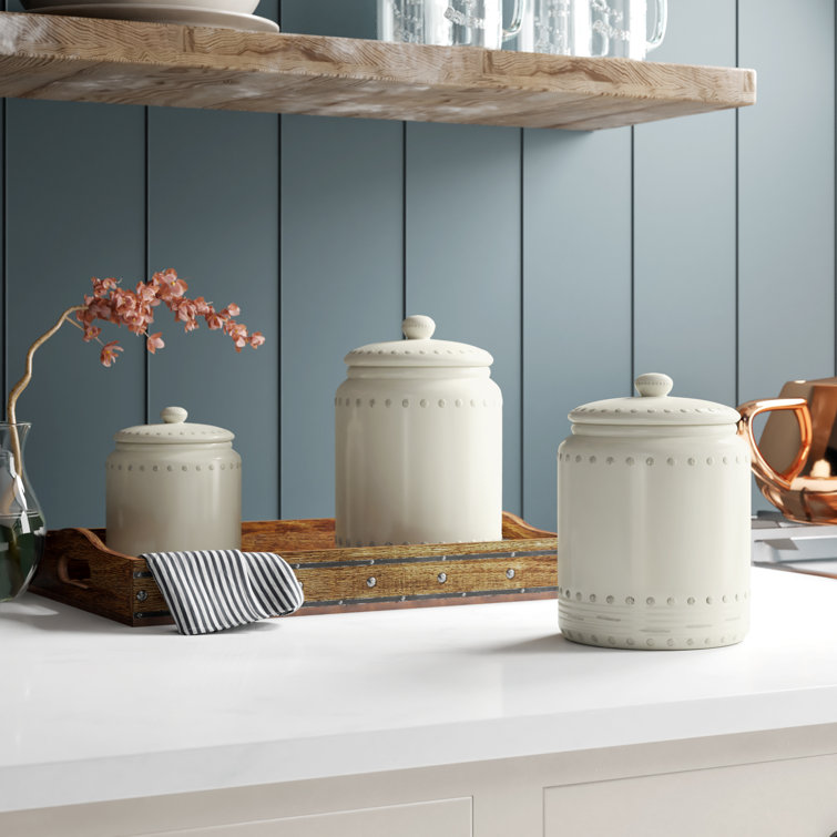 Ceramic 3 Piece Kitchen Canister Set with Air-Tight Lids