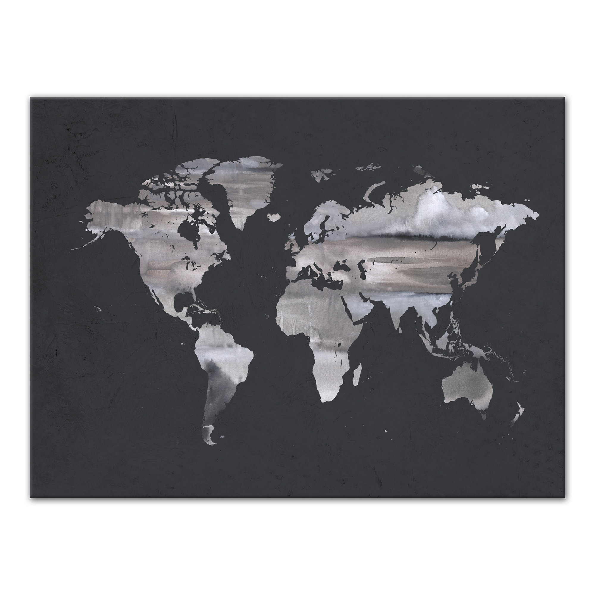 Grey World Map Canvas Wrought Studio Gray World Map - Print On Canvas | Wayfair