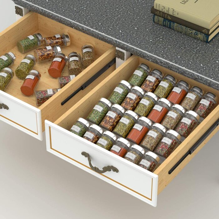 Prep & Savour Acrylic Spice Rack Tray - 4 Tier Spice Drawer Organizer ...