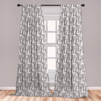 East Urban Home Ambesonne Winter Curtains Monochrome Abstract