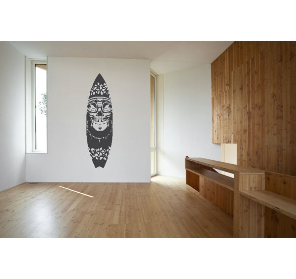 Wrought Studio Esteban Hawaii Skull Surfboard Vinyl Words Wall Decal Wayfair
