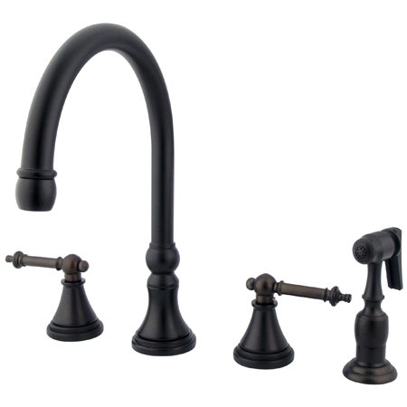 Kingston Brass Tuscany Double Handle Deck Mount Widespread Kitchen