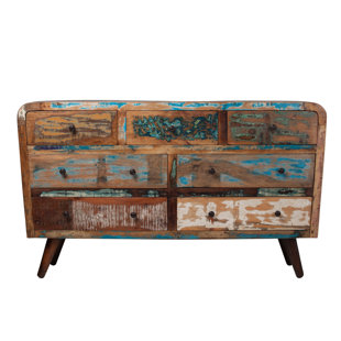 Reclaimed Wood Dresser Wayfair Sykesville Reclaimed Mango Wood 7 Drawer Double Dresser