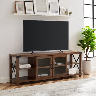 50" TV Media Stand Large Media Console Table with Mesh Shelves and Bookshelves 