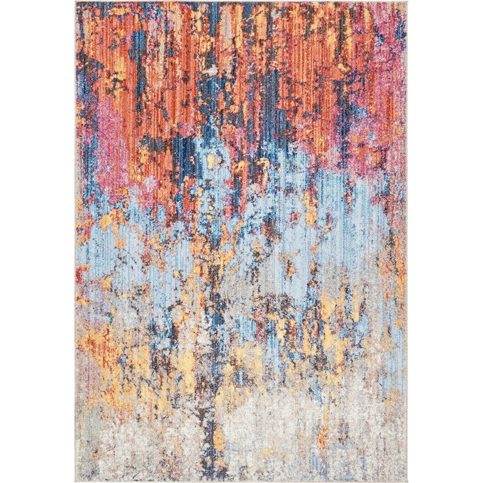 Downtown Chelsea Orange Blue Area Rug