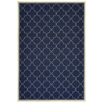 Charlton Home Salerno Geometric Navy Indoor Outdoor Area Rug Reviews Wayfair