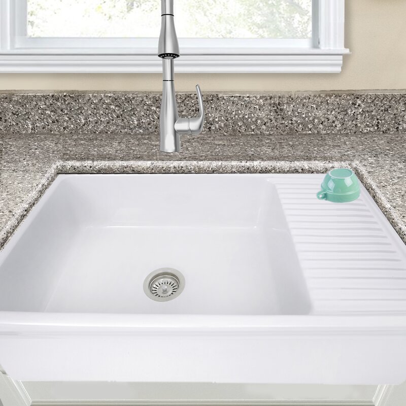 Cape 36 L X 20 W Farmhouse Kitchen Sink With Built In Drainboard