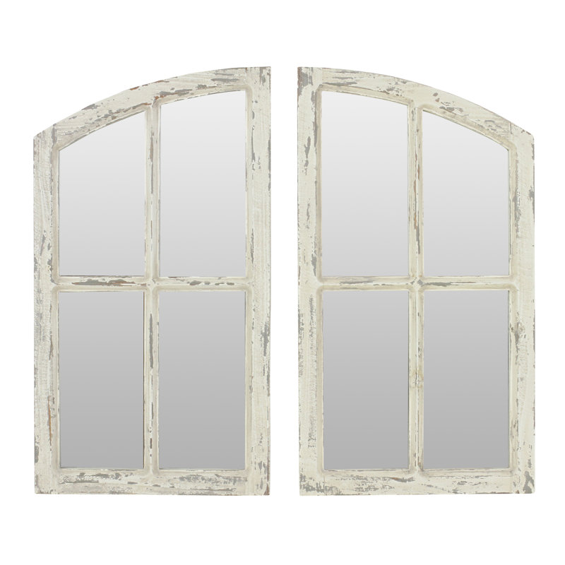 One Allium Way 2 Piece Hitchin Jolene Arch Window Pane Mirror Set