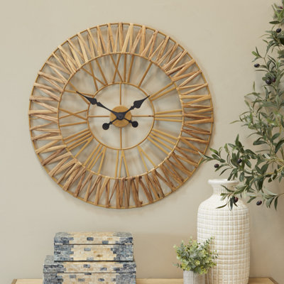 Datus Cole And Grey Natural Metal Nature Wall Clock