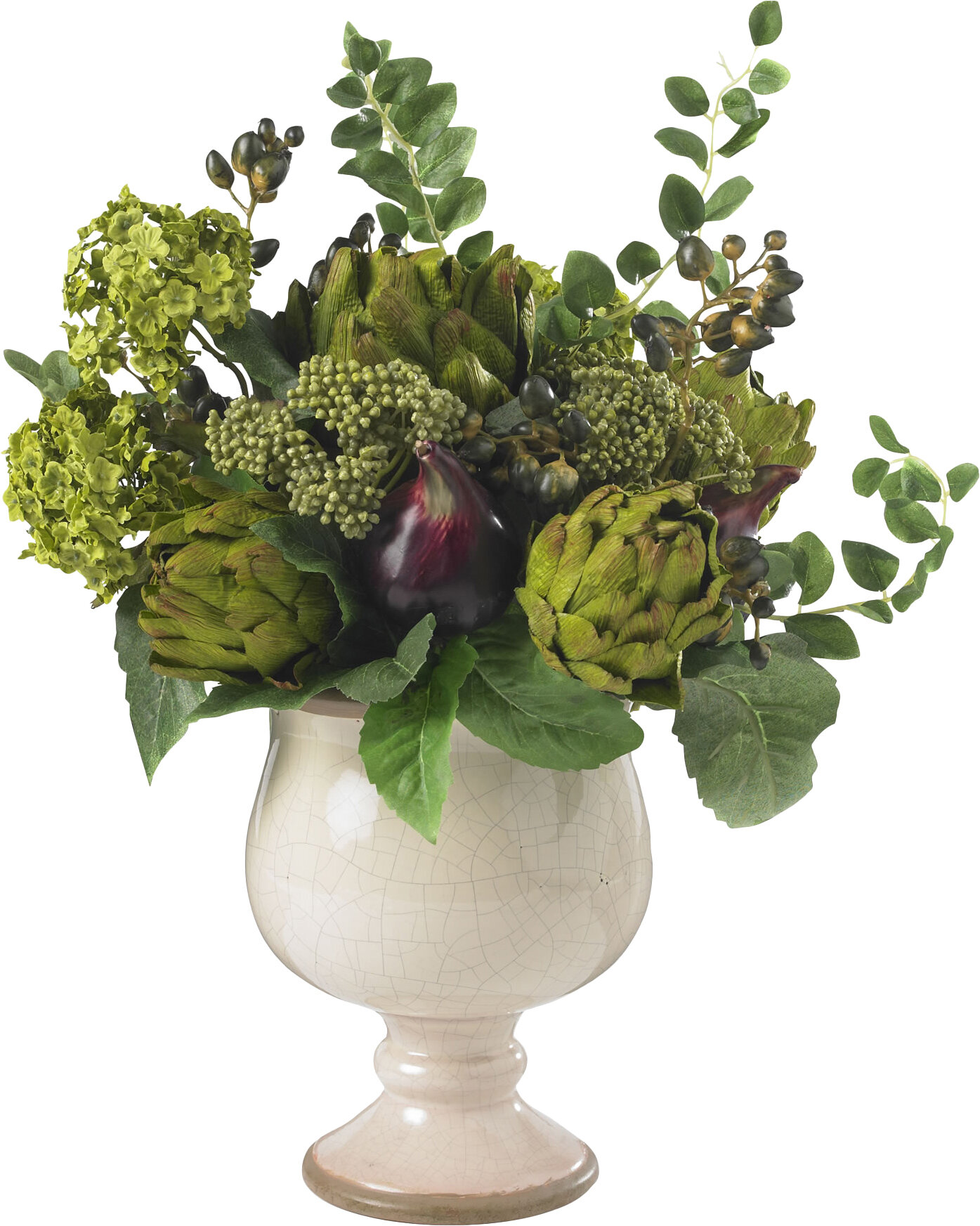 Alcott Hill Artichoke and Hydrangea Silk Centerpiece in ...