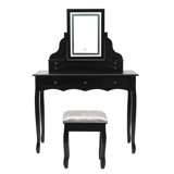 LED Vanity Set Withscreen Dimming Mirror Dressing Table Vanity Makeup Table by Rosdorf Park