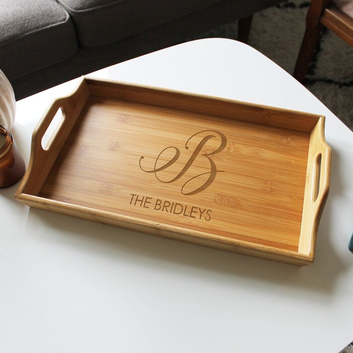 Breakfast in Bed Engraved Tray with Handles Custom Serving Tray Ottoman Tray Teak Coffee Table Tray Wood Tray Breakfast Tray Serving Tray Personalized Tray Tray Wooden Tray Large Tray