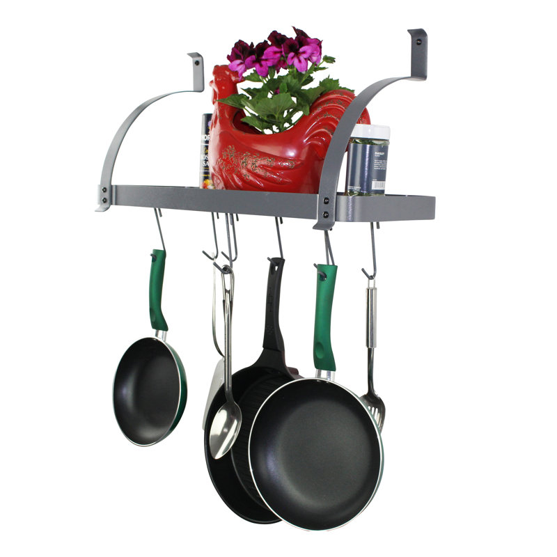 Symple Stuff One Piece Rim Bookshelf Wall Mounted Pot Rack