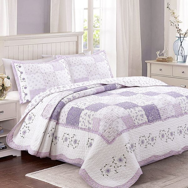 Linen Plus Full Size 3pc Quilted Bedspread Set Stripped Zebra Purple White Black New 