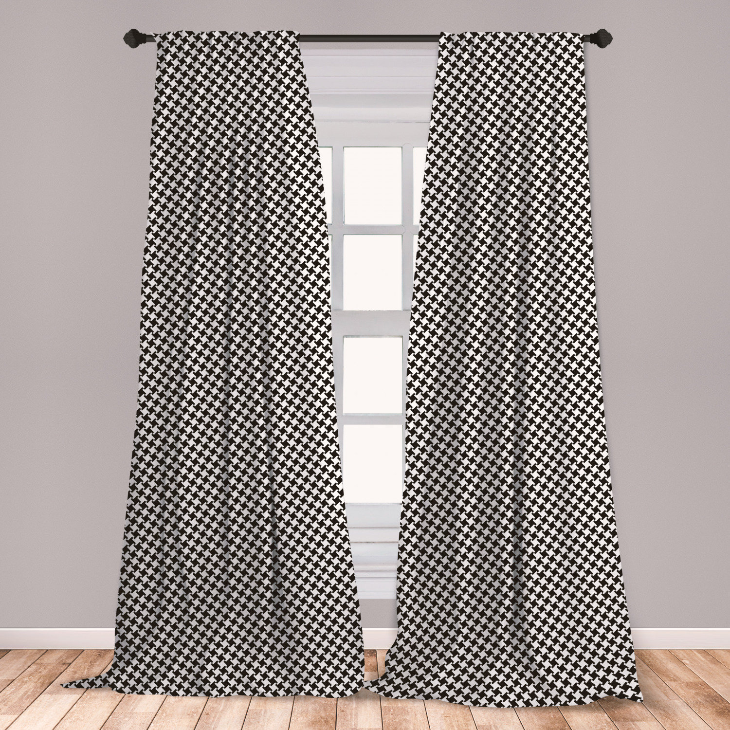 East Urban Home Houndstooth Room Darkening Rod Pocket Curtain